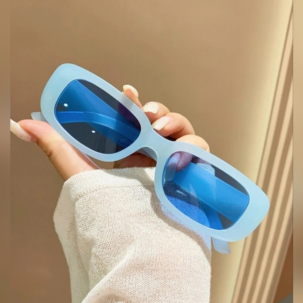 1pc Plastic Square Baby Blue Decorative Unisex Fashion Glasses